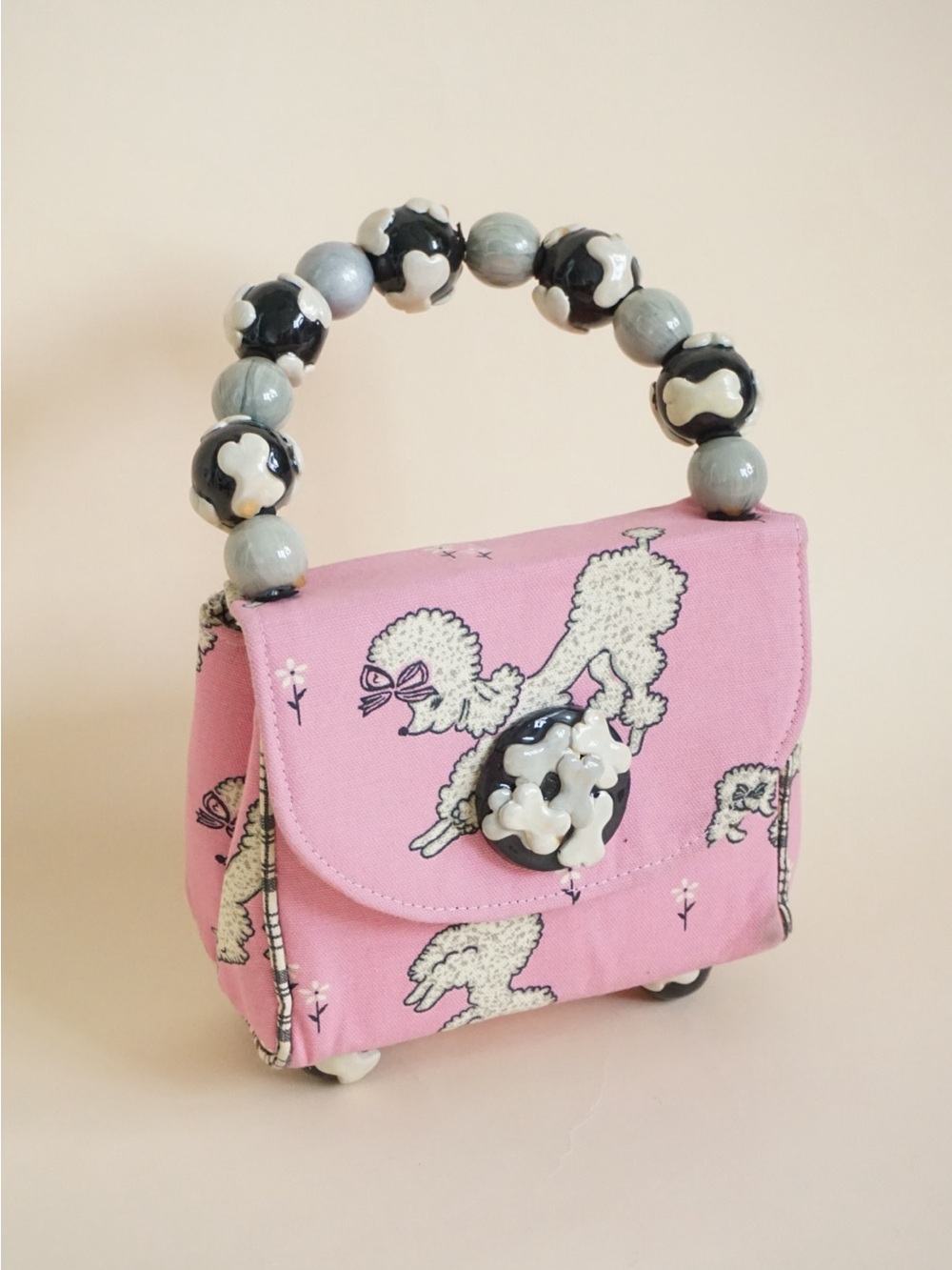 Rita Colombo Vintage Poodle Top Handle Canvas Handbag